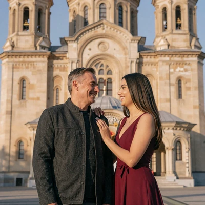 Gregory and Elena engagement photo, American-Romanian couple from Iasi