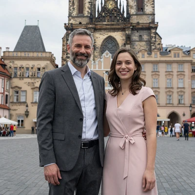 Richard and Eliska wedding photo, American Austin engineer and Czech Prague doctor couple
